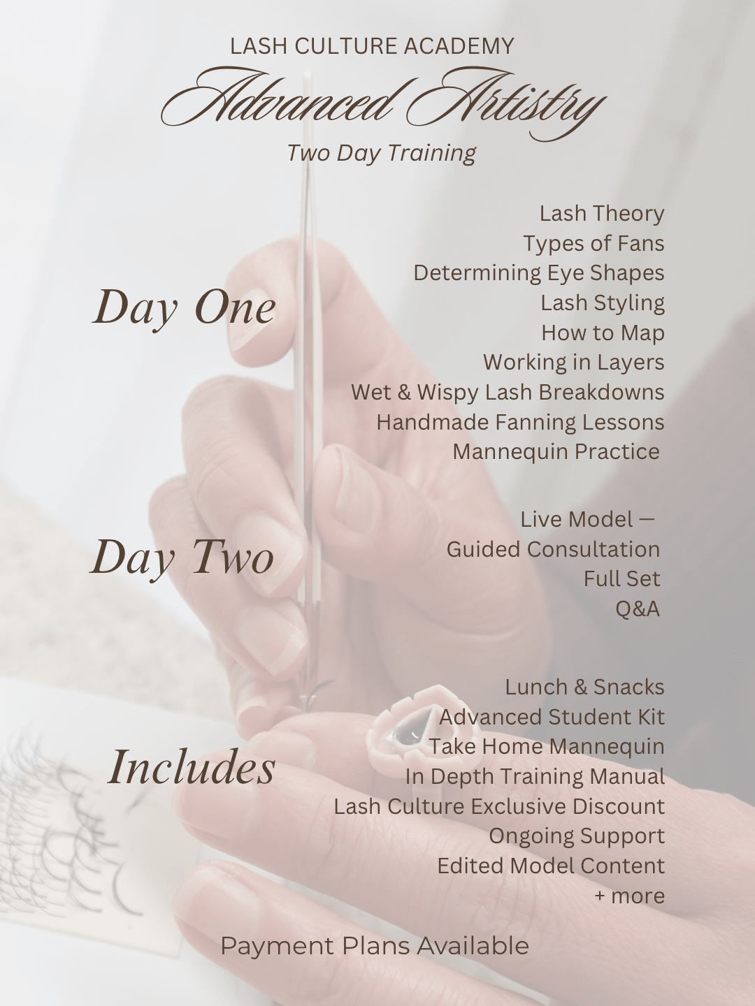 Advanced Artistry — Handmade Wet & Wispy Training (2 Days) - Lash Culture